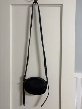 Urban Outfitters Black Faux Leather Western Double Buckle Mini Crossbody Bag